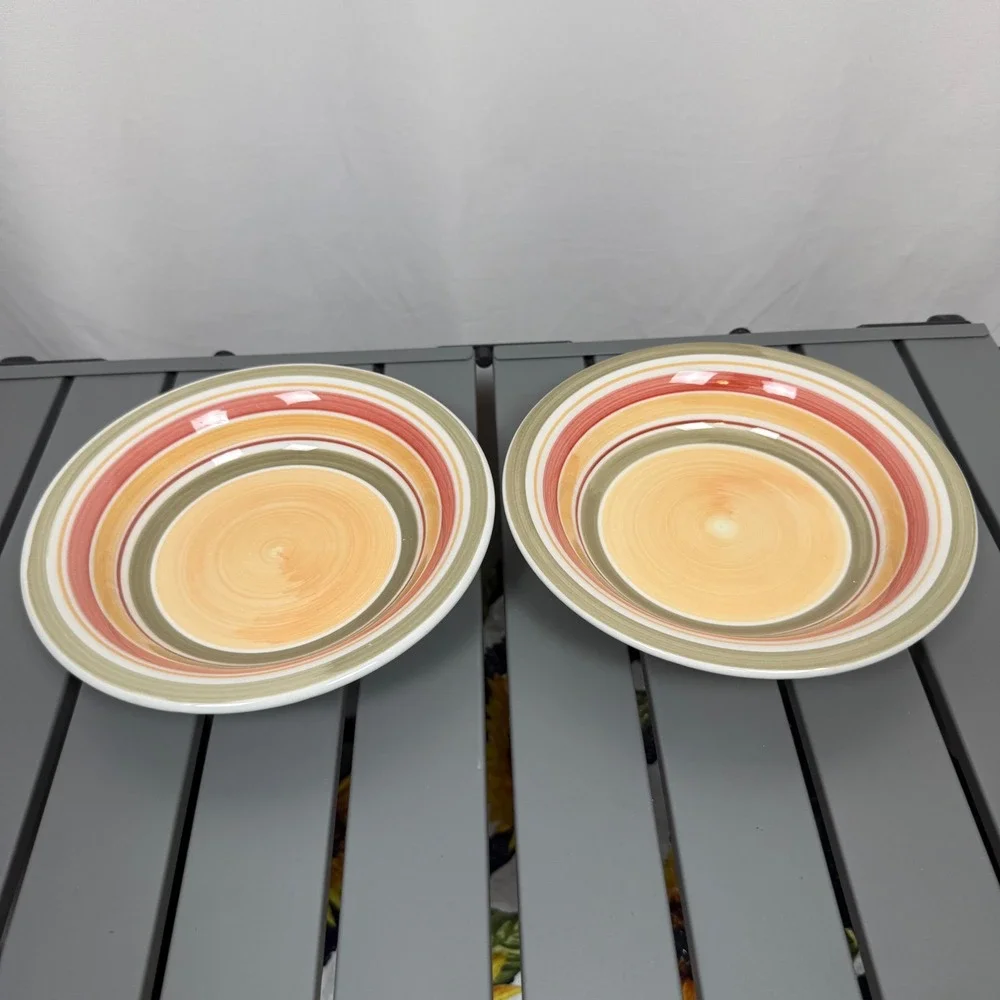 Set of 2x Pier 1 Valencia Bowls Handpainted Earthenware Made in Italy 8.25